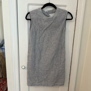 Coast Gray Striped Sleeveless Dress linen with pockets